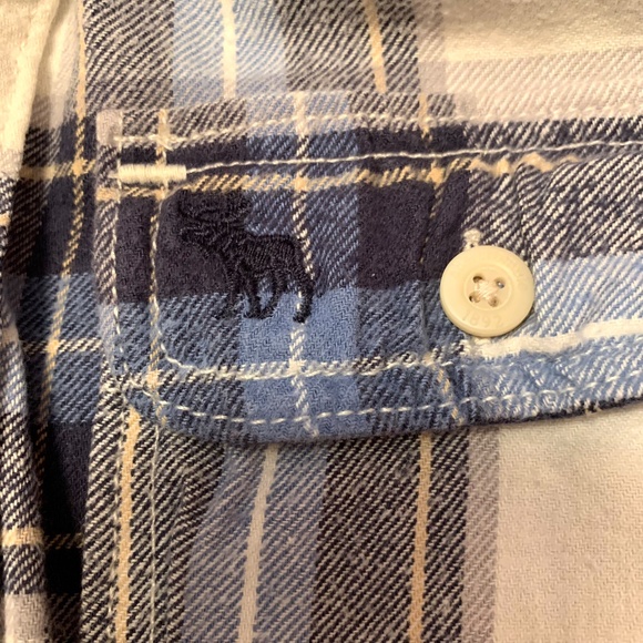 Abercrombie Kids Muscle Plaid Cotton Flannel Button Up Shirt Blue Size XL - Picture 8 of 13
